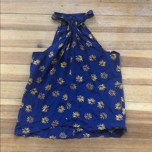 100% silk daisy print high neck cami